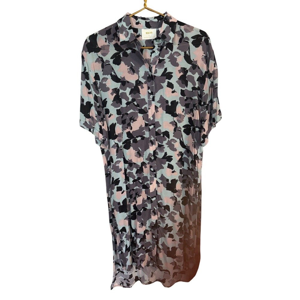 Maeve by Anthropologie XS Multicolor Floral Shirt Dress Button Front Collar